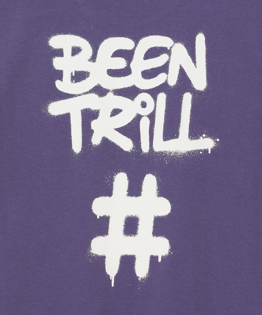 BEENTRILL Спрей Хэштег Оверсайз Футболка с коротким рукавом (фиолетовый)