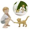 2Pcs/set Resin Crafts Mini Pet Sculpture Hand-Painted Hand Carving Sculpture  Garden