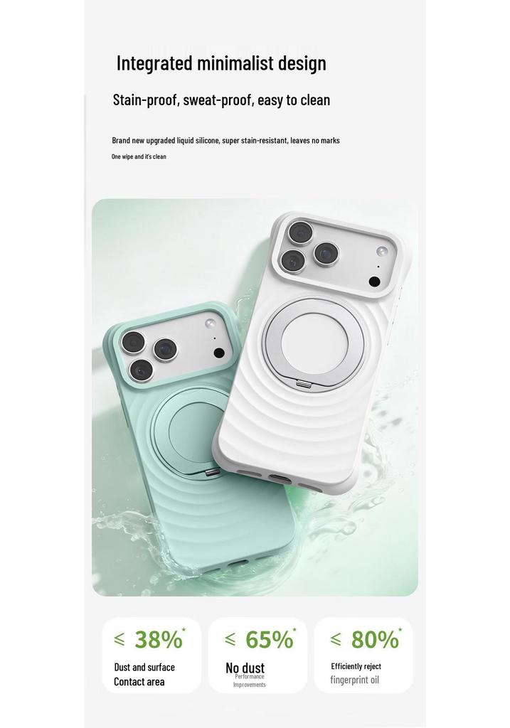 Силиконовый чехол Wave для iPhone 17 Pro Max с вращающимся магнитным держателем на 16 слотов - Защита от падений