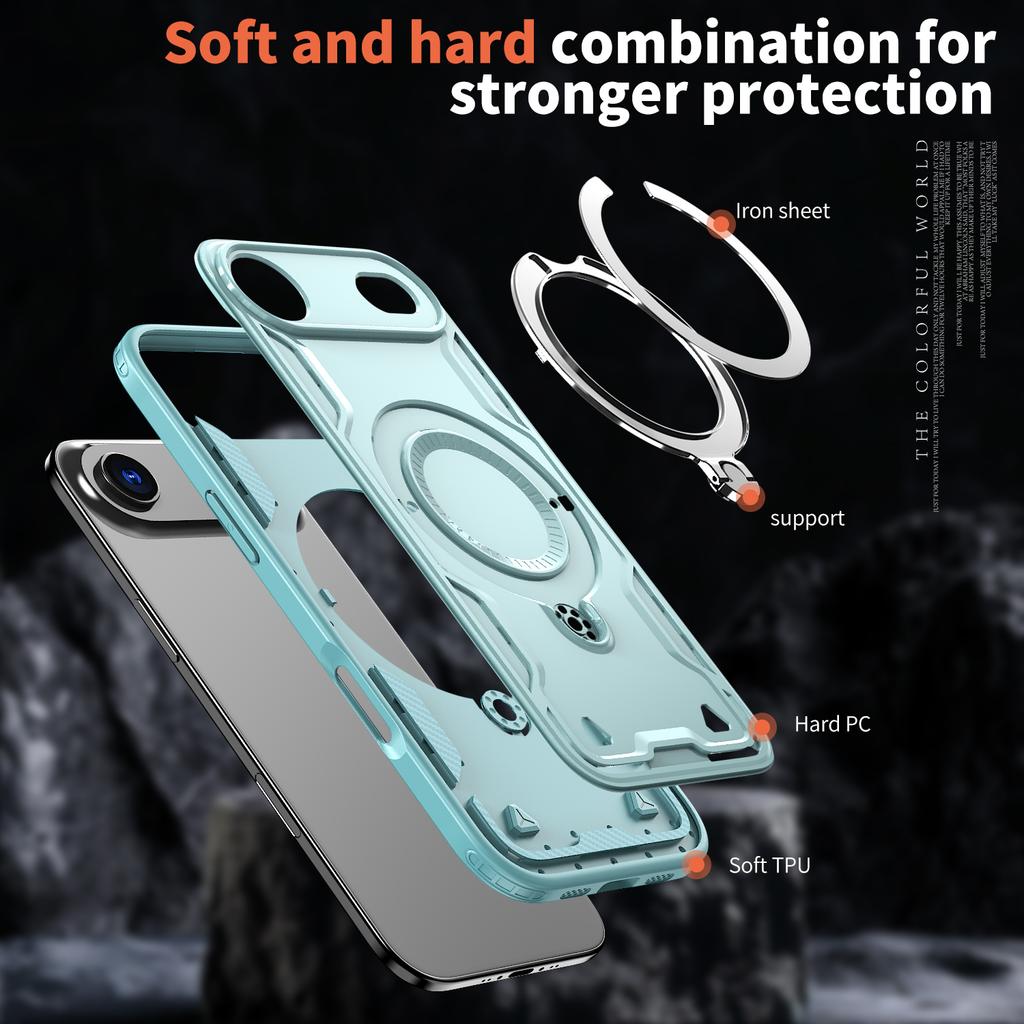 For iPhone Air Case Compatible with MagSafe Military Protection PC+TPU Kickstand Phone Cover