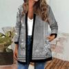 Women's Fall And Winter Fashion Casual Printed Long Sleeve Mid-Length Cardigan Jacket
