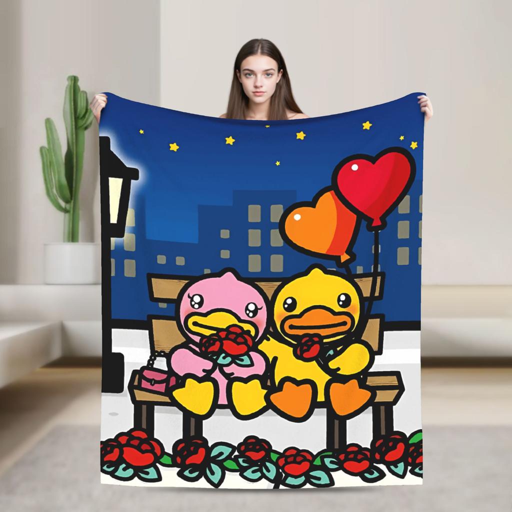 Yellow Duck Love Blanket Warm Fashion Plush Throw Blanket For Boy Girl Couch Bed Flannel Bedspread Bed Cover