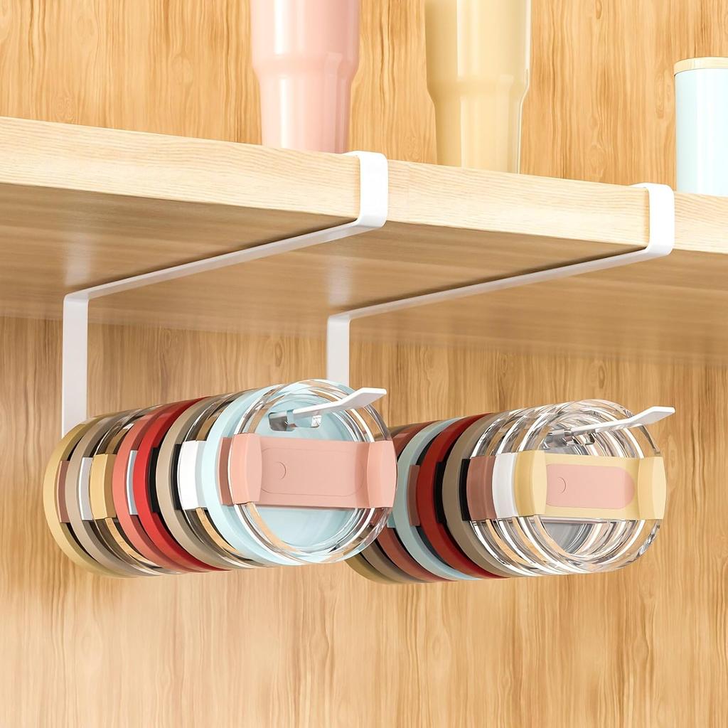 2 Pack Tumbler Lid Organizer, Premium Cup Lid Organizer Up to 20 Lids, Easy to tall Lid Holder, Space Saving Tumbler Lid Storage for Kitchen