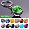 Sun Earth Glass Ball Moon Nebula Double Side Luminous Keychain Solar System Planet Keyring