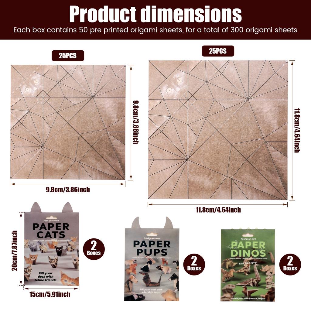 Набор Оригами Кошки Милая Собака Динозавр Ручная Работа Крафт Набор Складной Бумаги 3D Узор Животных DIY Крафт Бумага Для Дома Офиса Декор Стола