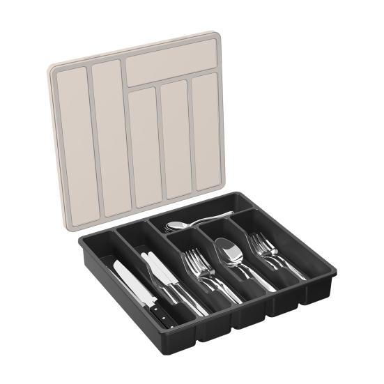 Держатель для кухонных столовых приборов с крышкой, 6 отделений, ящик, столешница, палочки для еды, ложка, вилка, резак, ящик для хранения столовых приборов, закрытый лоток-органайзер