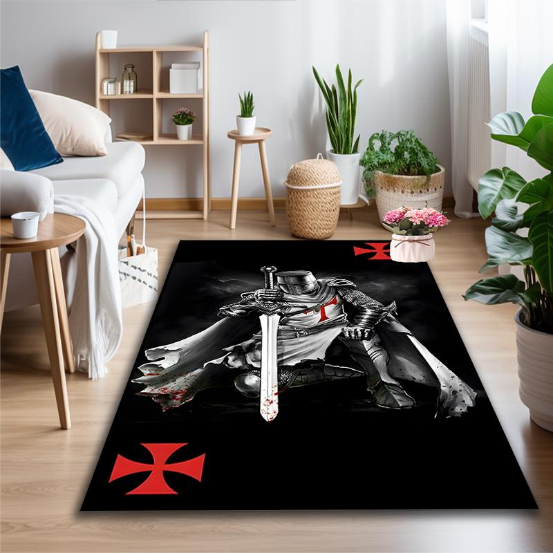 [1pc Knight Warrior Portrait Office Chair Carpet] Digital Printed Area Rug for Home & Game Room Use, Soft Indoor Sofa Chair Mat