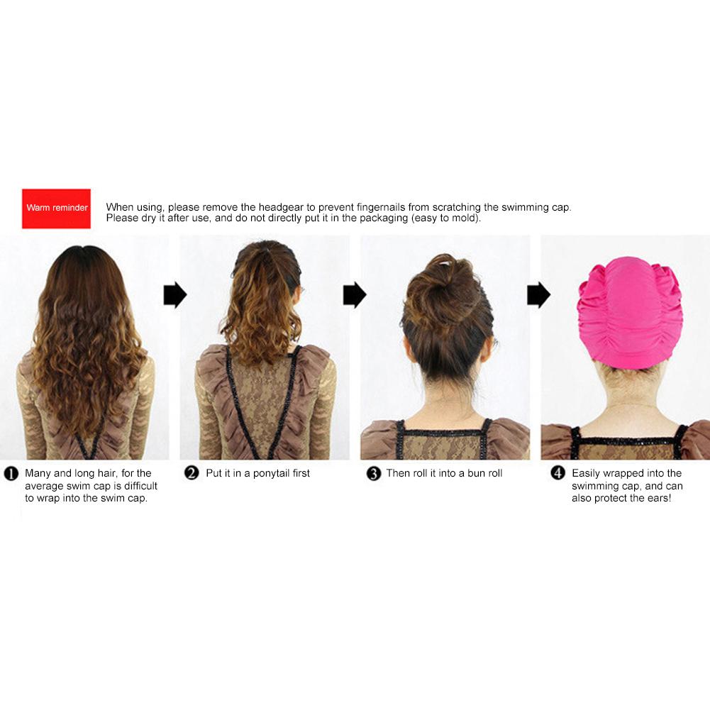 Шапочка для плавания для женщин, высокоэластичные шапочки для плавания для взрослых, полиэстеровые шапочки для плавания, удобные для длинных волос, накладных локонов