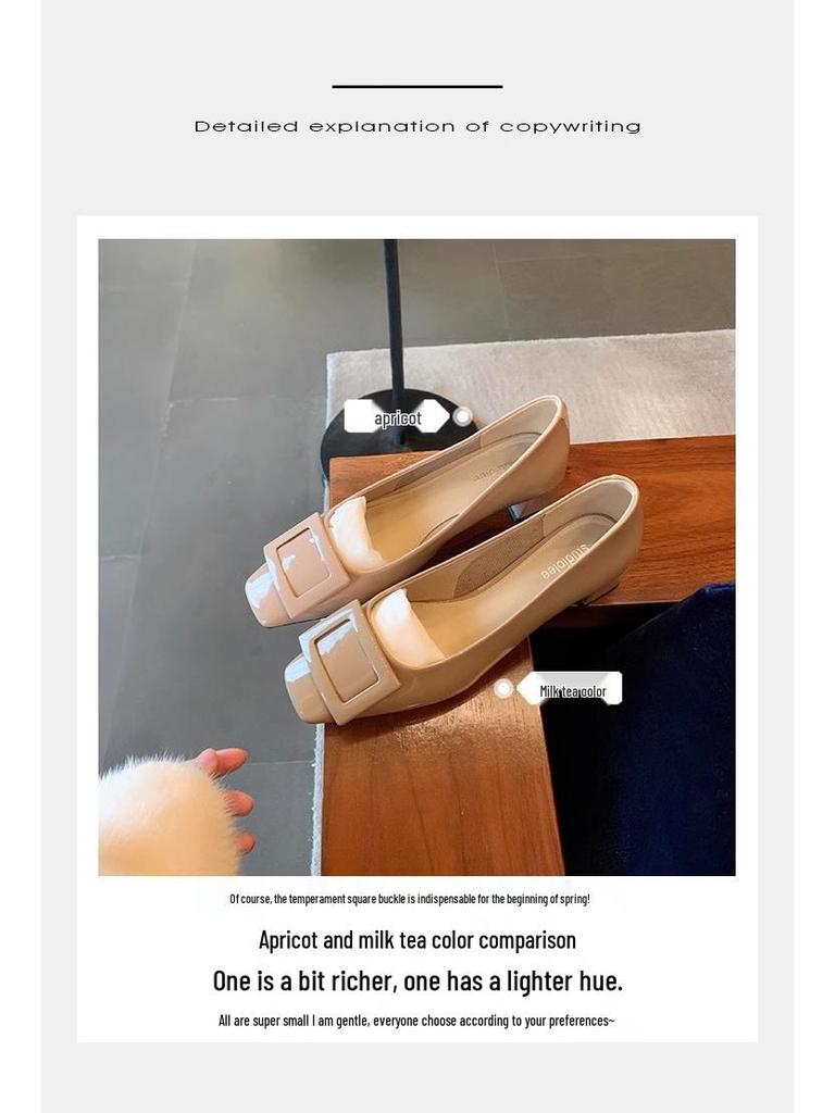 Grape Mom Studiolee~ Элегантные туфли на толстом каблуке с квадратным носком для весны