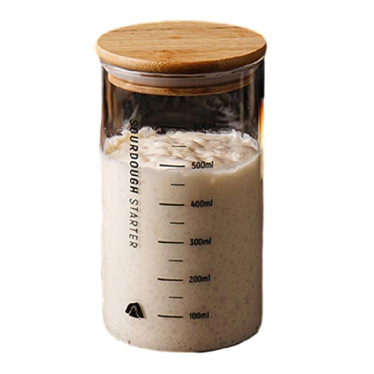 Банка для ферментации закваски с деревянной крышкой Прозрачная стеклянная емкость для стартера закваски Герметичная банка для теста Аксессуары для выпечки