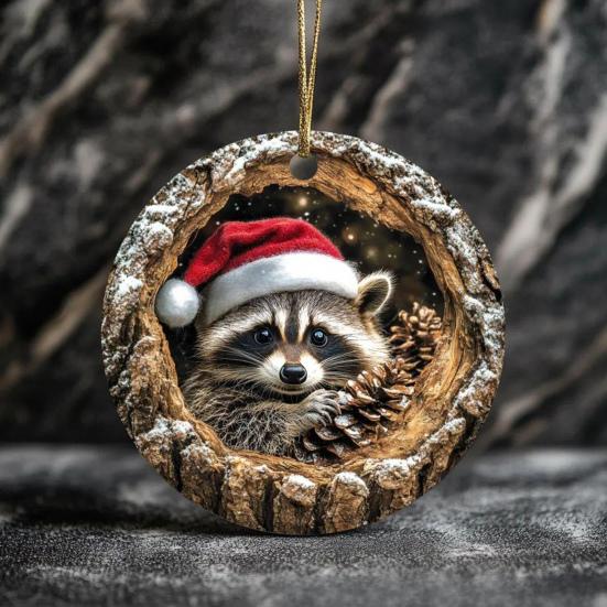 Животное Рождественское Украшение 2D Плоское Лесное Животное Украшение на Рождественскую Елку Акриловая Подвеска Лесной Кулон