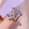 Sterling Silver Geometric Zircon Rings Ladies Exquisite Gold Branch Jade Leaf Ring Party Birthday Jewelry Gift