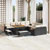 vidaXL 13-piece Garden Sofa Set with Cushions Black Poly Rattan Acacia 3365175
