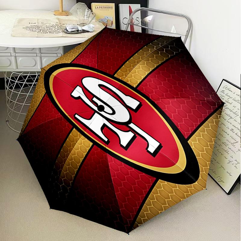 Faithful 49ers football Umbrella Folding umbrella, automatic umbrella 8-Frame for Travel, camping Use Gift for Halloween Christmas