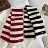 Korean Style Autumn and Winter White Two Color Striped Scarf Women's Wool Striped Cross Scarf Decoration and Warmth