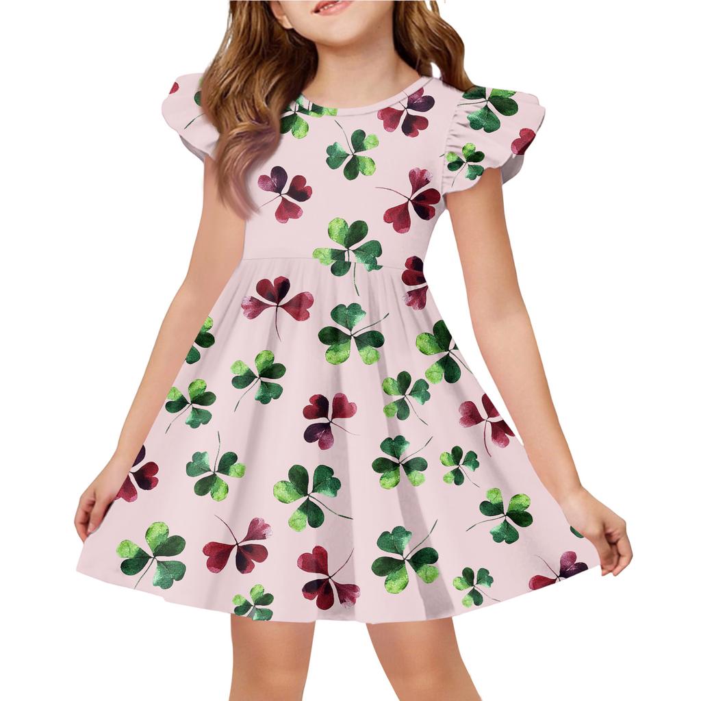 Летнее платье принцессы для девочек - А-силуэтное платье-футболка Ст. День Патрика