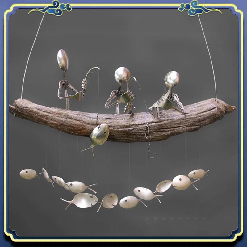 Latest Handcrafted Fisherman's Spoon Fish Sculpture Wind Chime Spoon Fish Sculptures Windchime Outdoor Home Garden Decor