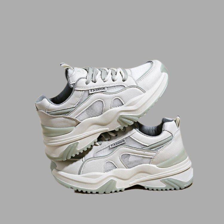 Muffin thick-soled breathable fashion mesh shoes women's 2025 autumn new round head lace-up dad shoes casual single shoes