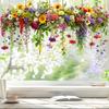 Flowers Spring Window Clings Removable Anti-Collision Window Stickers Waterproof Static Clings for Glass Window Door Decoration
