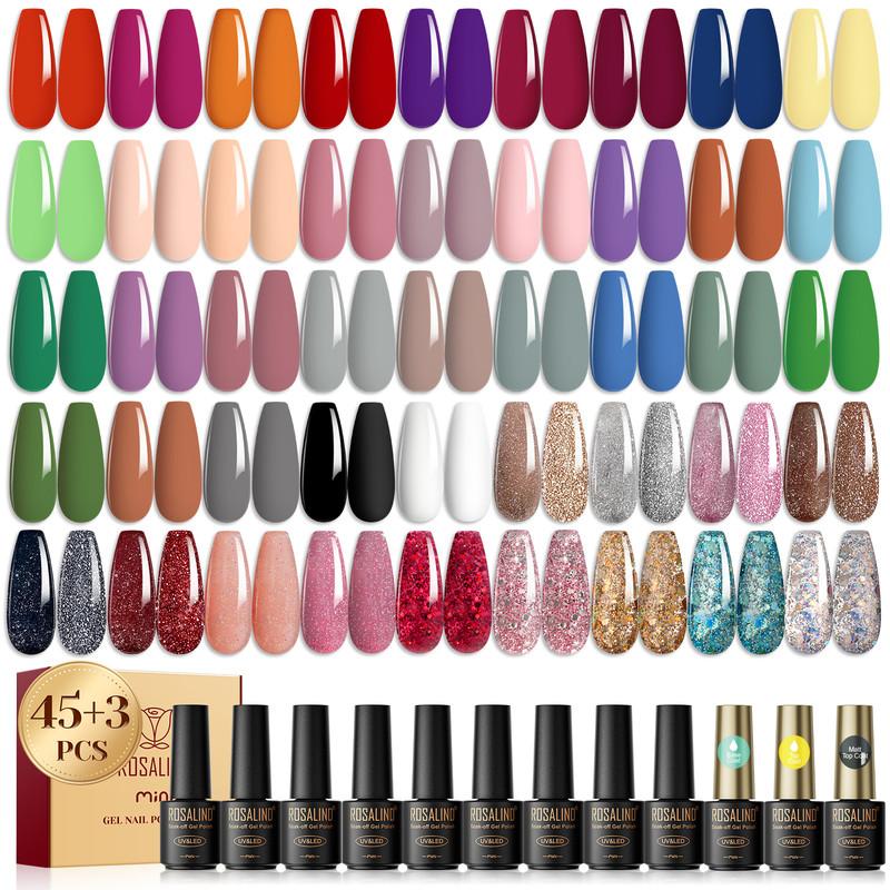 ROSALIND 6/38/48 цветов, набор гель-лаков для ногтей, гель-лак для замачивания, УФ-светодиодный маникюрный гель, полупостоянный гибридный базовый верхний гель-лак для дизайна ногтей