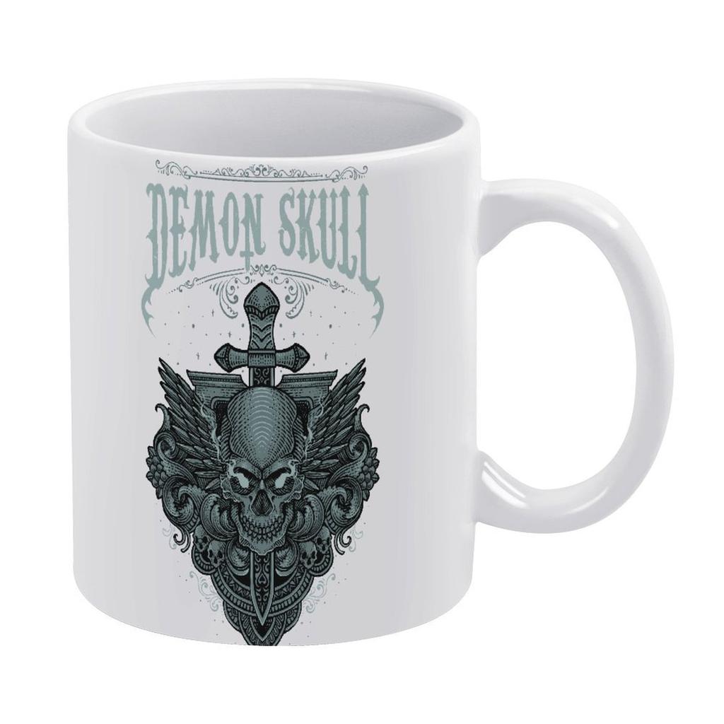 11oz White Coffee Cup with Printed Surface On Both Sides, Durable Ceramic Body and Smooth Grip for Daily Warm Drink Lovers