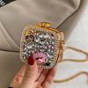 Elegant Rhinestone Evening Bag Gold/Silver Mini Lipstick Bag Retro Banquet Chain Bag  Girls