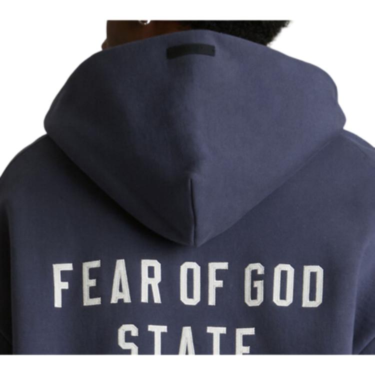 Fear of God Essentials Толстовка с капюшоном на молнии из плотного флиса, морской синий, мужская одежда 192HO246244F