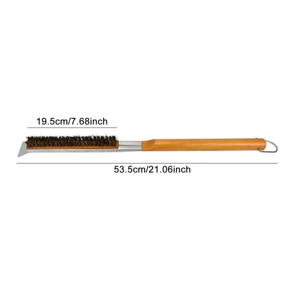 Wood Handle Grill Cleaning Brush with Scraper Pizza Stone Cleaner Brush for Oven