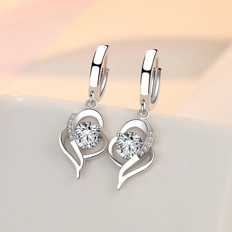 I Have You In My Heart Sterling Silver Earrings Female Earrings Temperament Long Japanese and Korean Ear Jewelry New Simple Jewelry