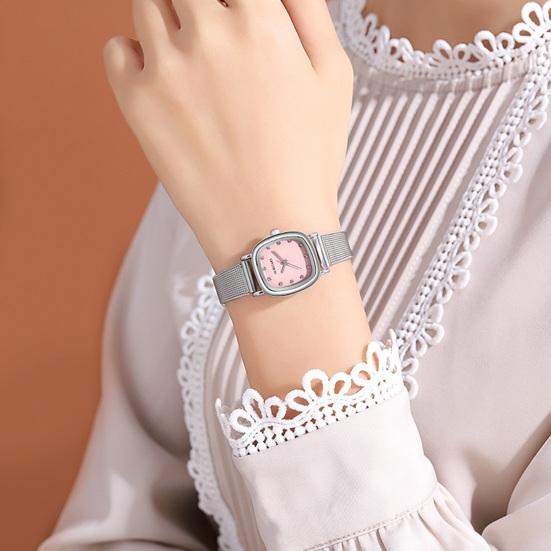 Women Watch Square Rhinestone Dial Mesh Band Quartz Movement Minimalist Ladies Girls Dress Wristwatch Fashion Jewelry Birthday Gift