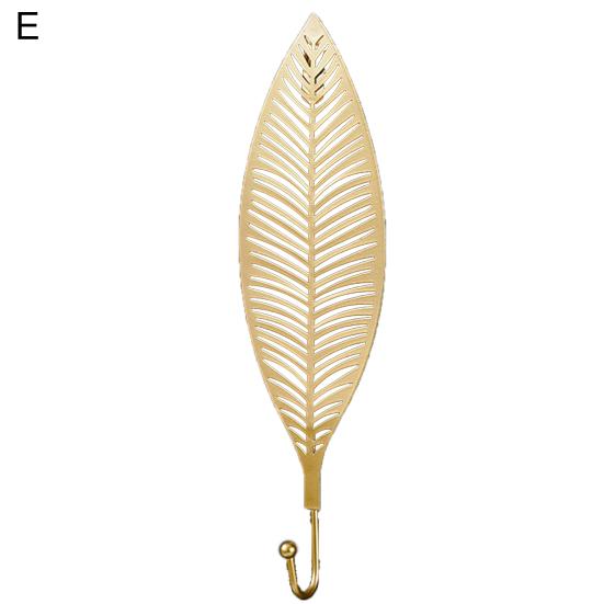 Золотой металлический крючок в форме листа, дверная стена, гардероб, вешалка для одежды, подвесной декор
