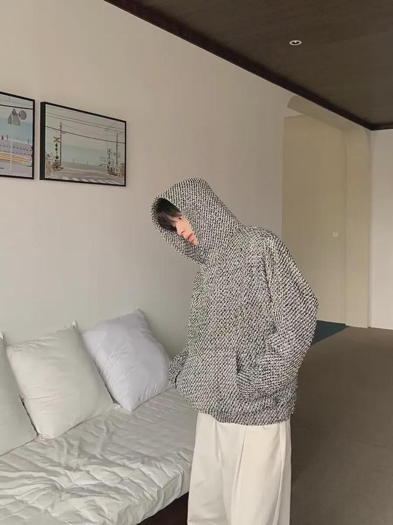 2024 Высококачественная модная тканая толстовка с капюшоном: Популярный стиль темперамента для мужчин, осень/зима.