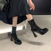 Супер огонь сексуальный темперамент толстый каблук увеличение роста короткие ботинки женские 2025 весна и осень новый верхняя одежда мода с юбкой ботинки Мартин женские