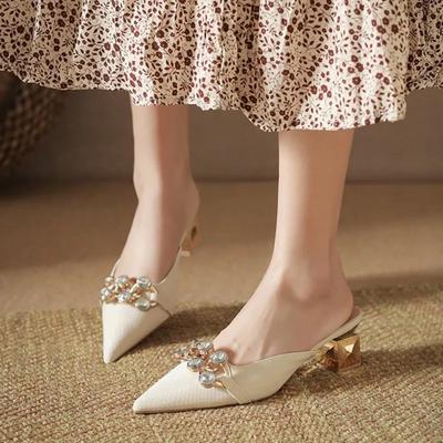 Мода с каблуком Женские тапочки и женские сандалии Свадебные Высокие до 5 см Слайды по акции Корейский стиль Стильные 39 Новые ПВХ