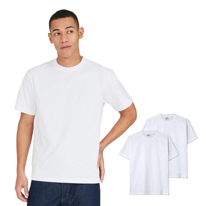 Мужская футболка Beefy, 2 шт., 100% хлопок, Плотная, Без бирки, H5180-2-010-L, Белый