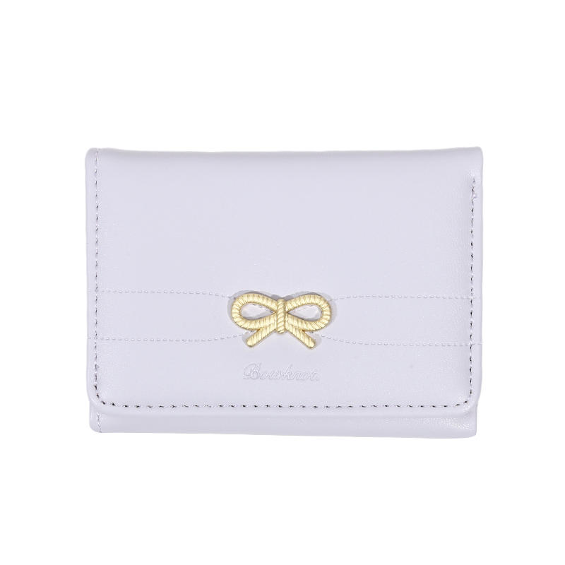 Женский милый модный короткий кошелек с эстетичным маленьким бантом, держатель для кредитных карт, кошелек для монет с окошком для удостоверения личности