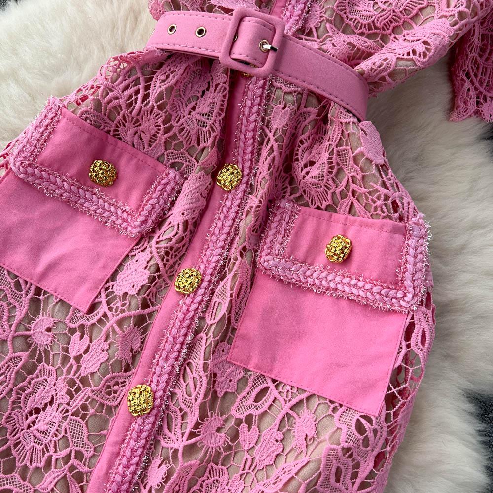 Взлетно-посадочная полоса, вязаное крючком, кружевное платье-карандаш с цветочной вышивкой, летние вечерние женские роскошные дизайнерские розовые миди, тонкие облегающие офисные платья