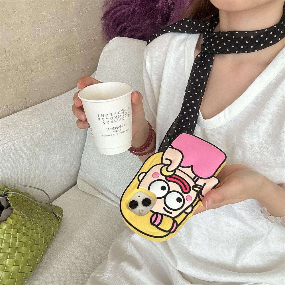 Для iPhone 15 Силиконовый чехол Милый дизайн девушки с макияжем Противоударная задняя крышка для телефона