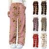 Women's Cute Bear Plush Pajama Pants With Pocket Wide Leg Plush Casual Pants