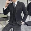 Men's Slim Fit Woolen Three-Piece Suit: One-Button, Autumn/Winter, Business/Wedding/Groomsmen.