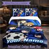 Personalized 3Pcs Bedding SetBlue Lock Custom Text Duvet Cover Pillowcase Set Bedroom Gift