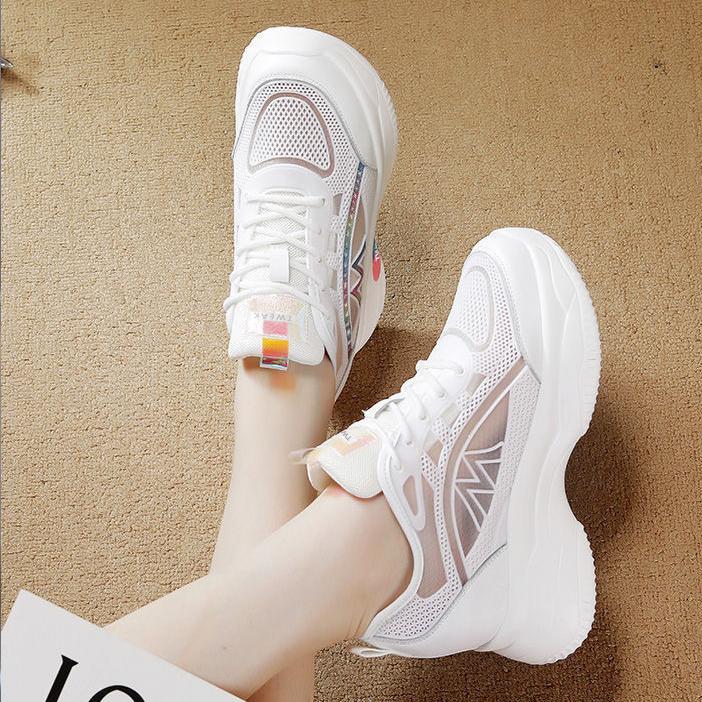 Women Mesh Breathable Casual Sneakers Women Platform Heels Wedges Height Increasing Ladies Vulcanized Shoes