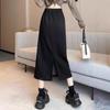 O'rta uzunlikdagi ayollar uchun bodycon midi yubka, orqa qismida kesigi bor - 2024 yil Koreya A-line modasi.