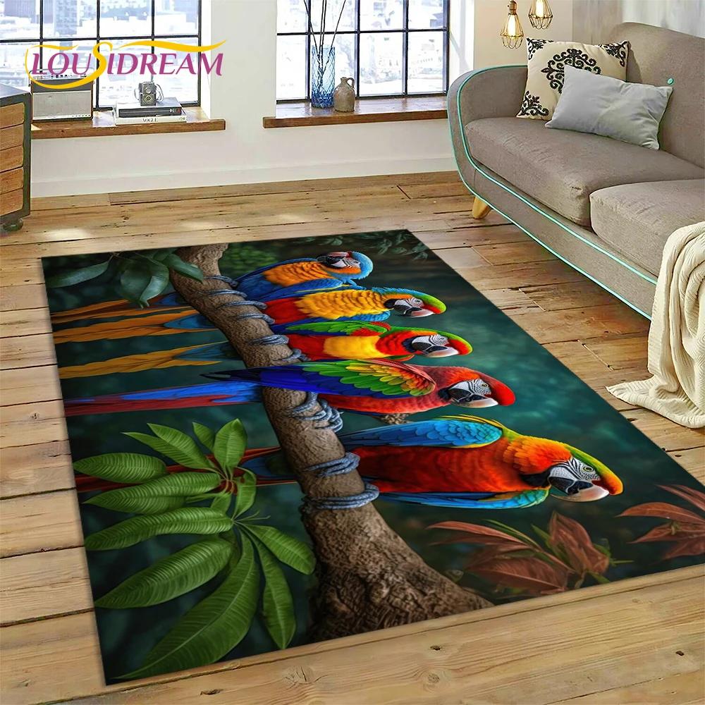 Cute Dream Birds Parrot Peacock Cartoon Rug Carpet for Living Room Bedroom Decor,floor Mat Non-slip Decoration for Sofa Doormat