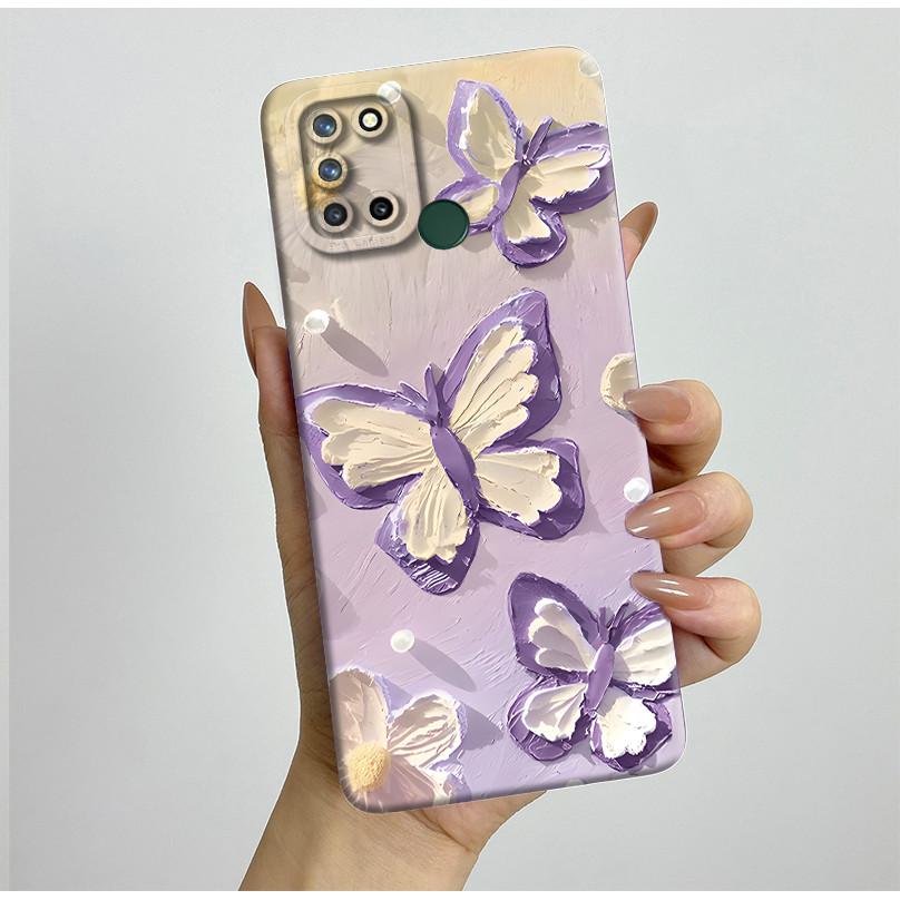 Phone Case For Realme 7I RMX2103 C17 Shockproof Case For Realme C17 Pretty Flowers Liquid Soft Silicone Back Cover Bumper Fundas