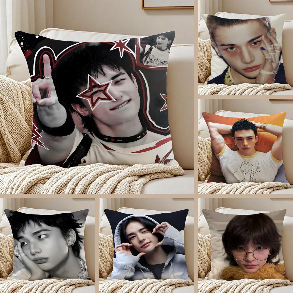 Handsome Kpop Idol HHwang HyunJin Cushion Cover Pillowcase Antidustmite Invisible Zipper Short Plush Sofa Cushion