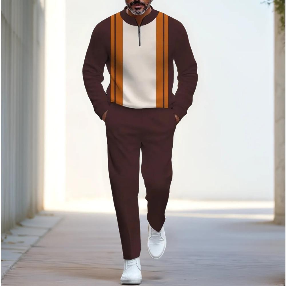 Весенне-осенняя модная уличная одежда Мужской комплект из двух предметов с длинными рукавами, на молнии до середины, со стойкой, мужская повседневная спортивная одежда