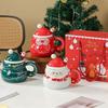 Рождественская керамическая кружка с крышкой и ложкой, большой вместимости, мультяшная рождественская кружка, домашняя праздничная атмосфера, подарок