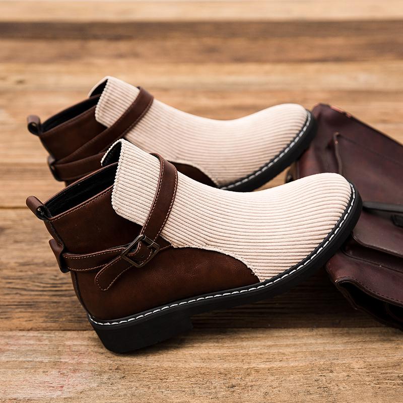 Casual Leather Mens Ankle Boots Autumn Winter Chelsea Boots Non Slip Soft Comfortable Business High Top Shoes Outdoor Male Botas