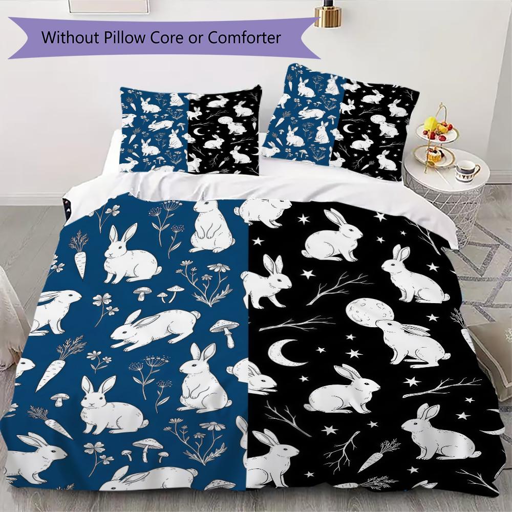 Repeat Bunny Pattern Bedding uilt Set uilt Cover Pillowcase Home Decoration Birthday Gift (1 * duvet cover + 2 * pillowcase without core)